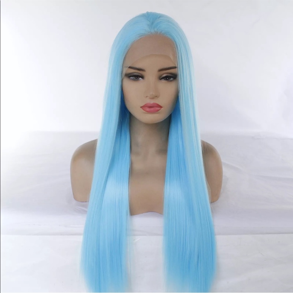 Blue lace front wig